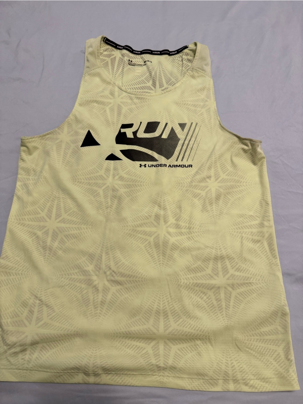 Under Armour Men’s RUN Tank Top — Pale Yellow with Black Logo